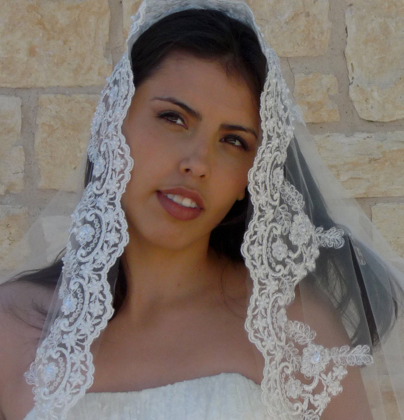 Spanish Mantilla Wedding Veil
 Cathedral Bridal Veil Mantilla Beaded Lace Spanish lace