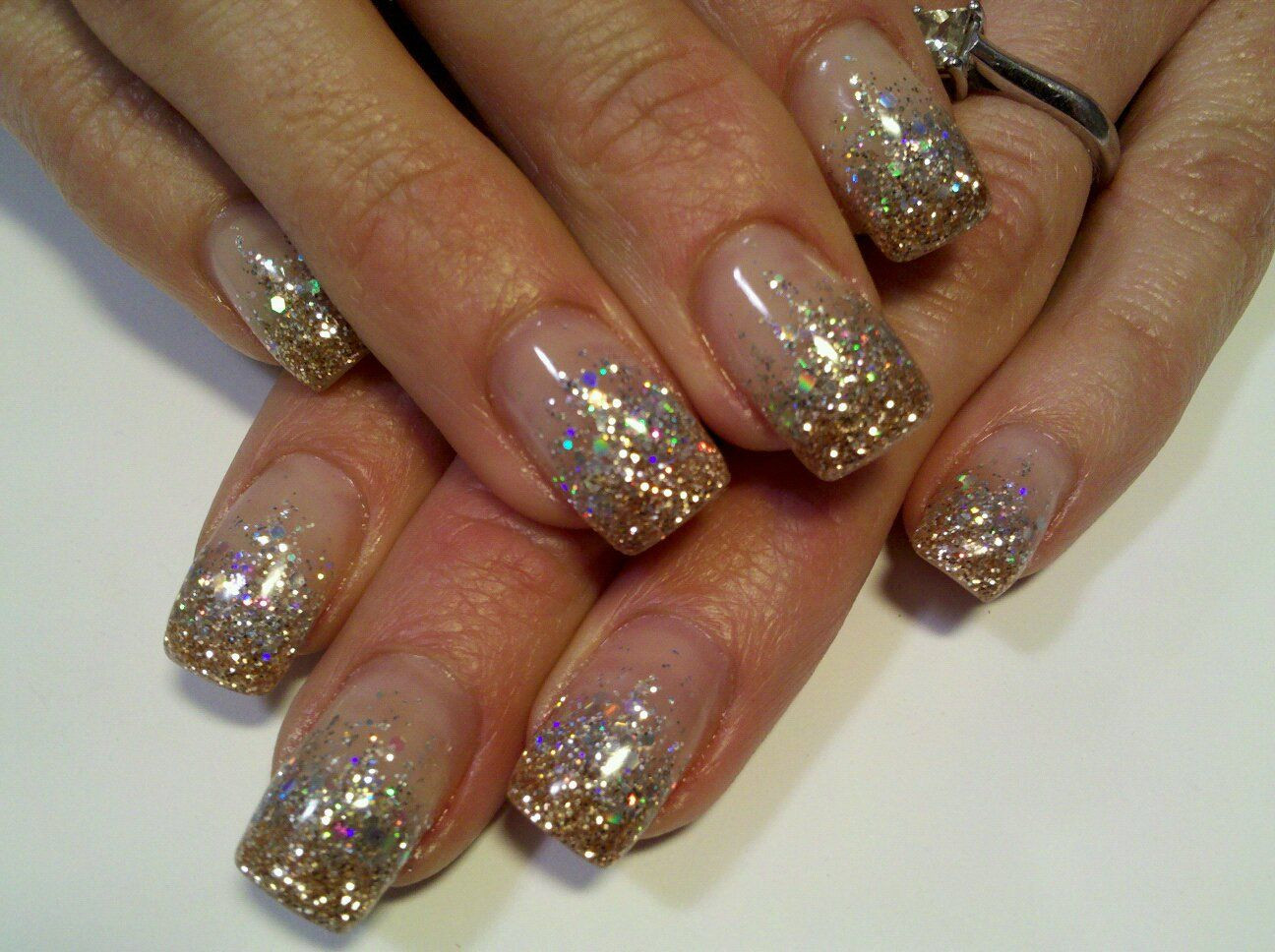 Sparkly Glitter Nails
 Super Sparkle Silver and Gold Glitter Gel Nails