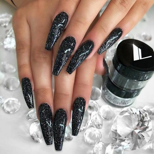 Sparkly Glitter Nails
 33 Black Glitter Nails Designs That Are More Glam Than Goth