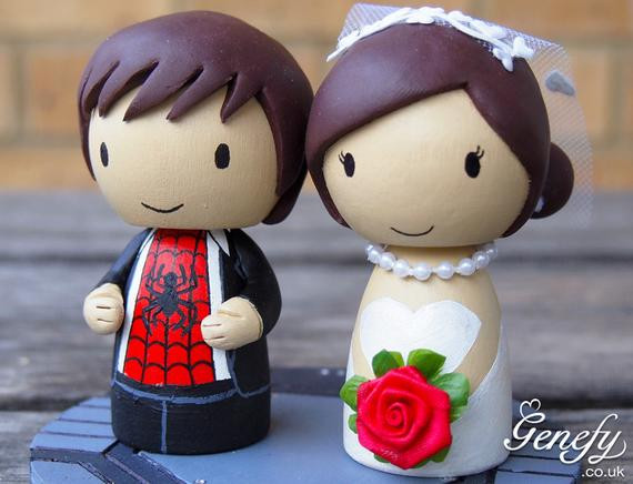 Spiderman Wedding Cake Topper
 Items similar to Cute superhero wedding cake topper