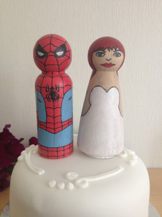 Spiderman Wedding Cake Topper
 Items similar to Wedding Cake Topper Spiderman and Mary