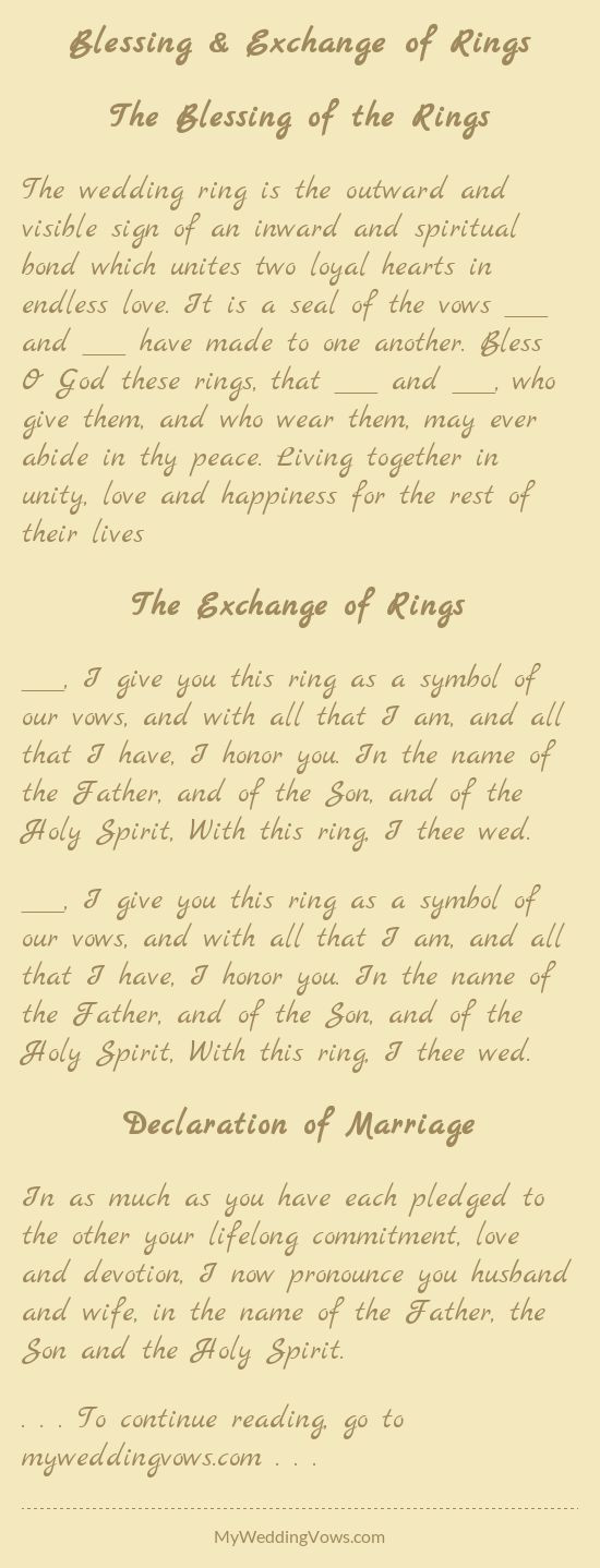 Spiritual Wedding Vows Blessing & Exchange of Rings in 2019