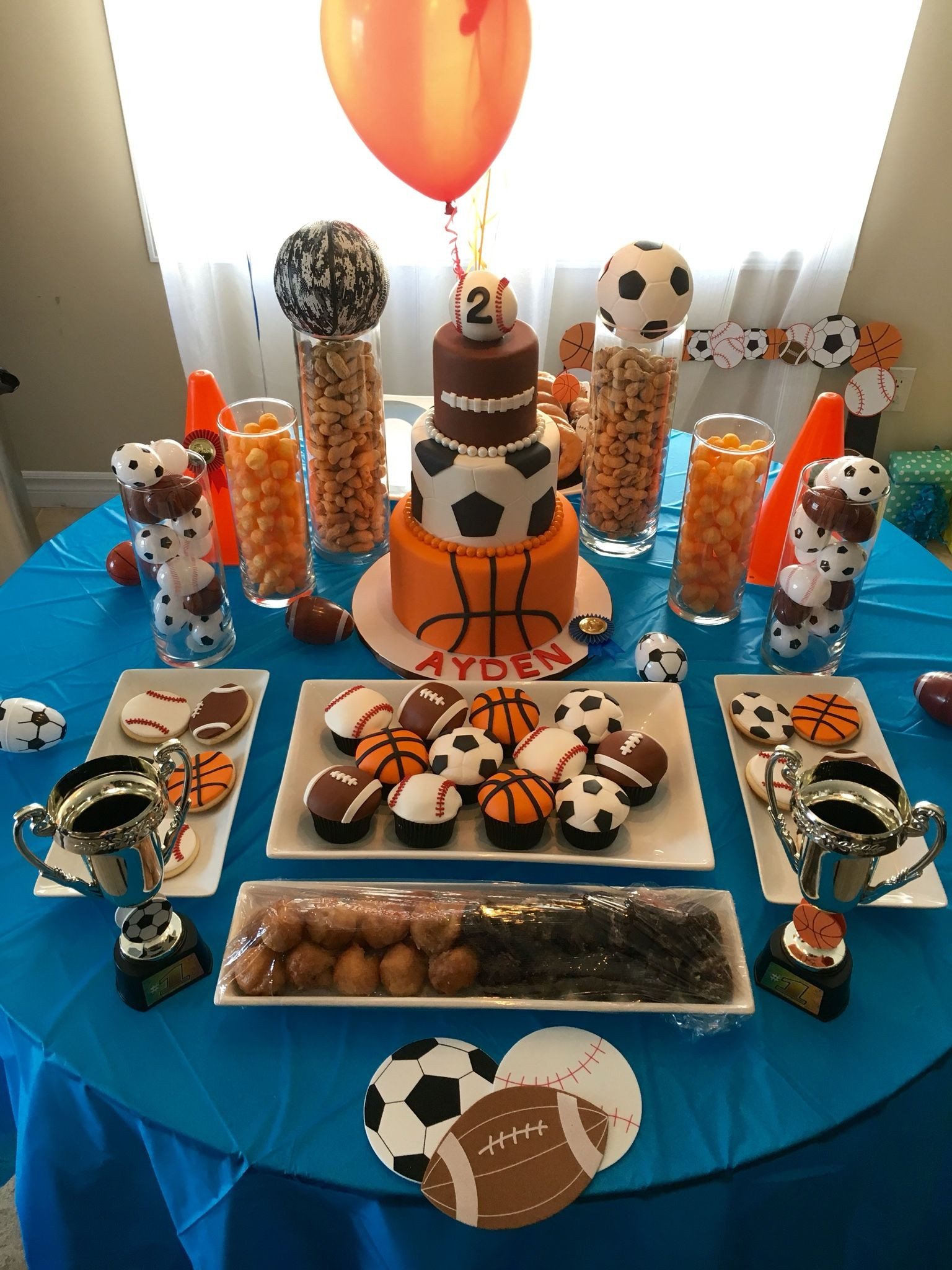 Sports Birthday Decorations
 Sports Birthday Theme Dessert Table for Ayden s 2nd