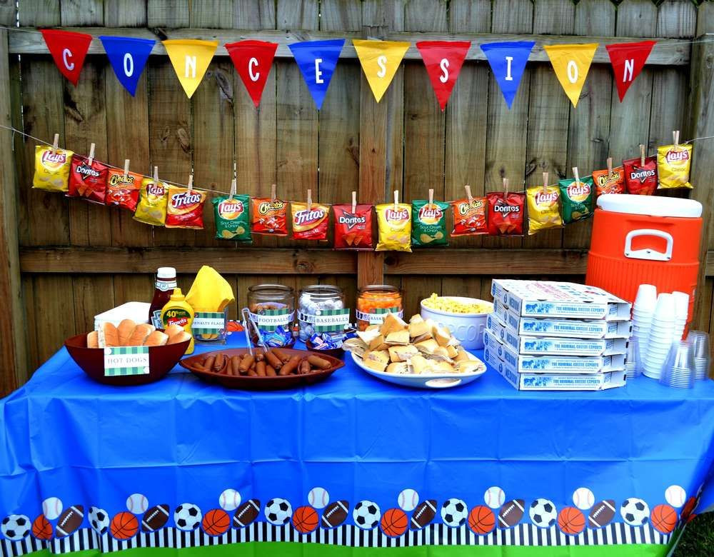 Sports Birthday Decorations
 Fun food table at a sports birthday party See more party