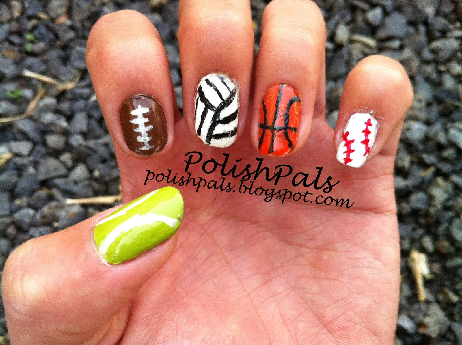 Sports Nail Designs
 Polish Pals Sports Themed Nails & Tutorial