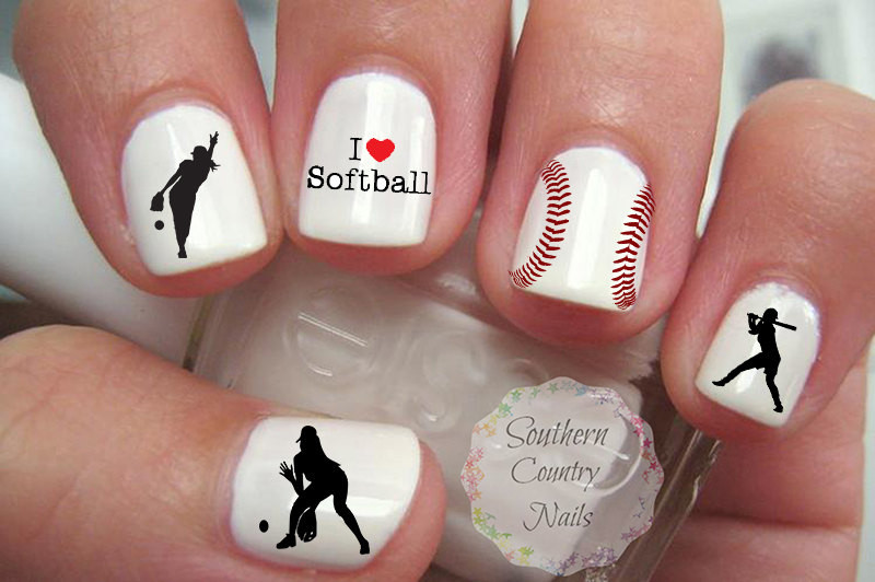 Sports Nail Designs
 Sports Softball Nail Art Decals