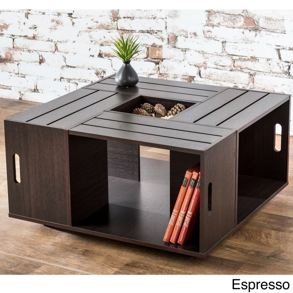 Square Living Room Table
 Modern Pallet Coffee Table Square Wood Shelf Contemporary
