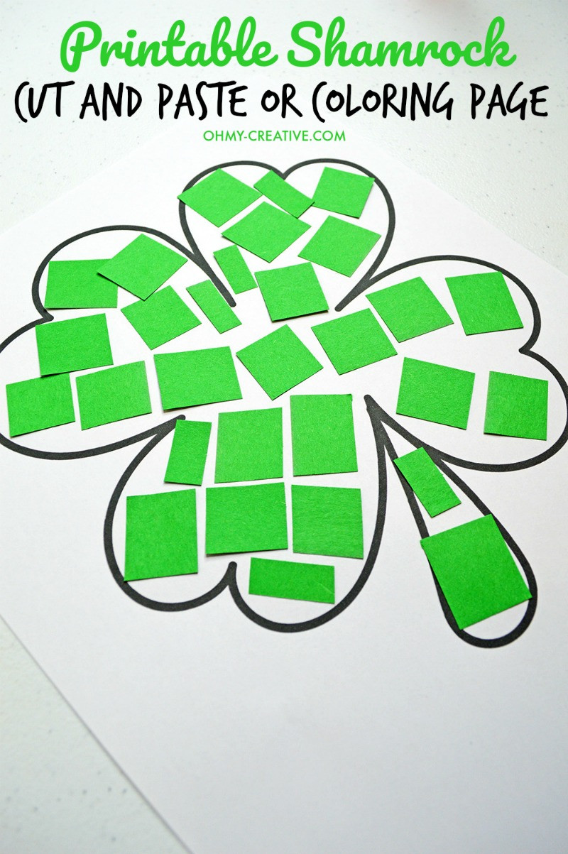 St Patrick Day Crafts For Preschoolers
 Cut And Paste Shamrock Template or Coloring Page Oh My