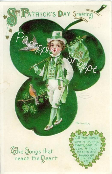 St Patrick's Day Food
 St Patrick s Day Fabric Block Vintage Postcard on Fabric