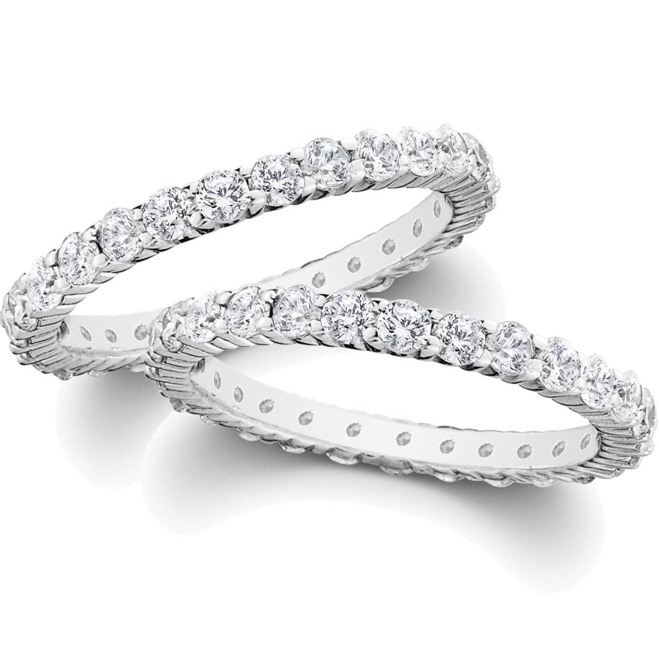 Stackable Diamond Rings
 2ct Diamond Eternity Stackable Wedding Rings Set 14K White