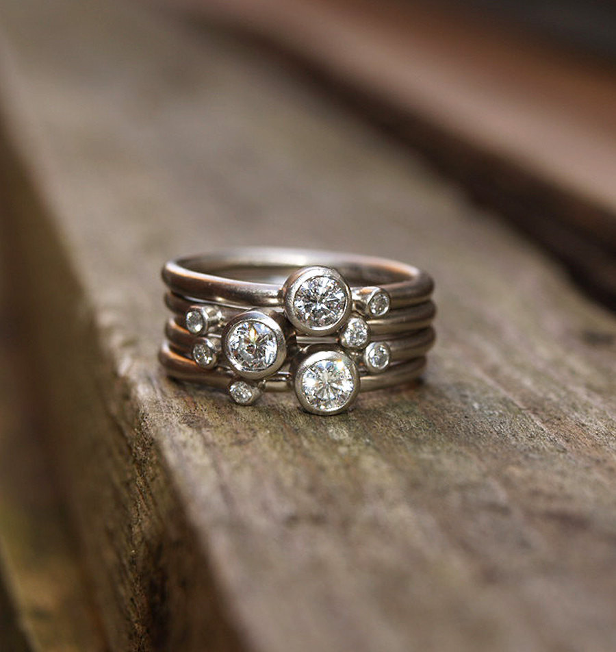 Stackable Diamond Rings
 Diamond stacking rings 18ct white gold diamond rings