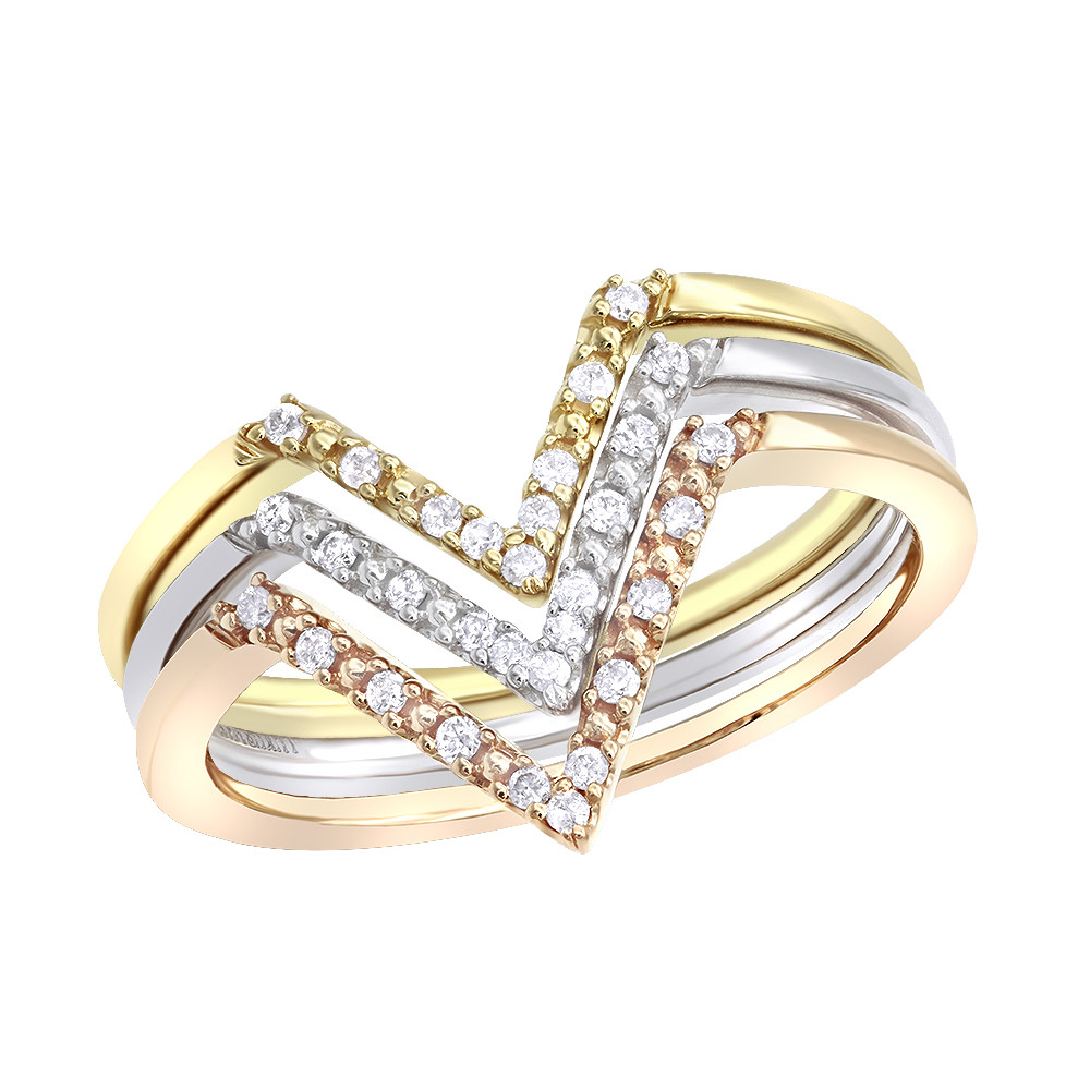 Stackable Diamond Rings
 14k White Yellow Rose Gold Thin Stackable Diamond Rings