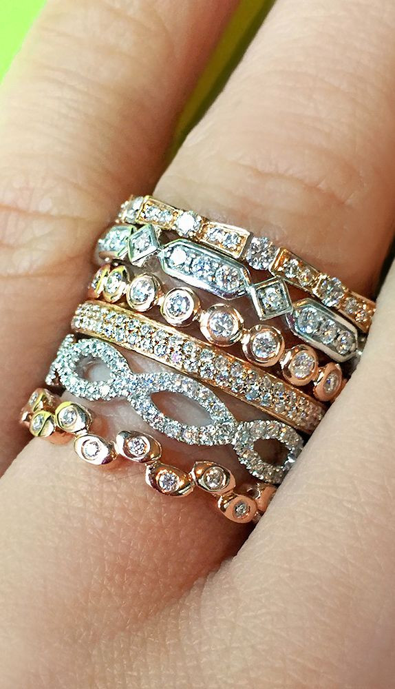 Stackable Diamond Wedding Bands
 Thin diamond stacking rings