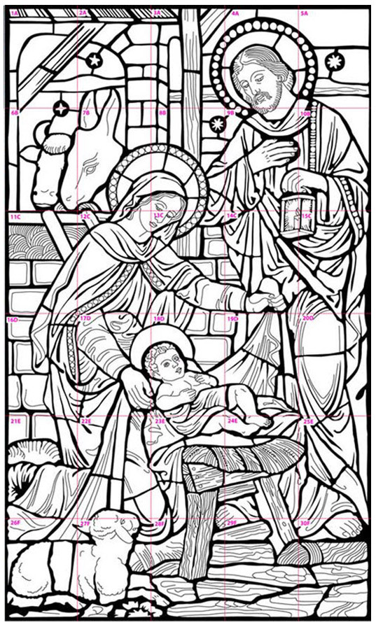 Stained Glass Coloring Books For Adults
 Nativity Mural Art Projects for Kids