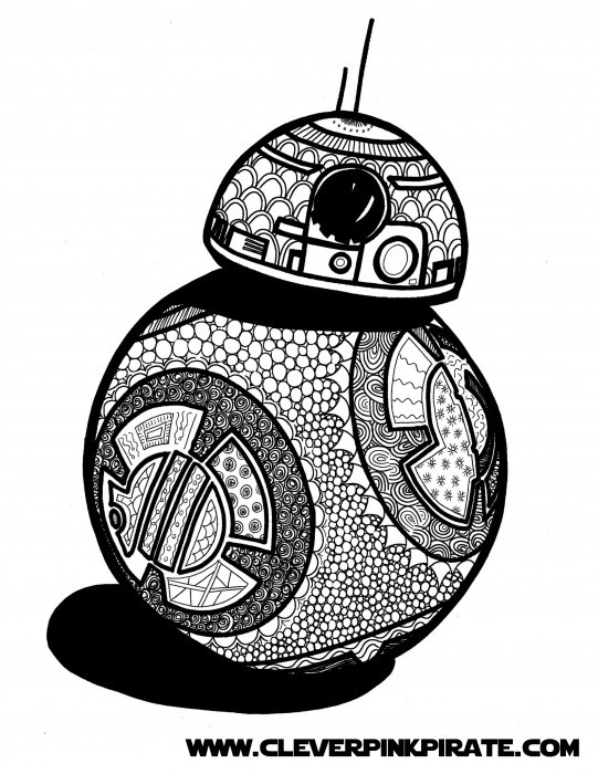 Star Wars Adult Coloring Pages
 Free Printable Star Wars BB 8 Coloring Page Clever Pink