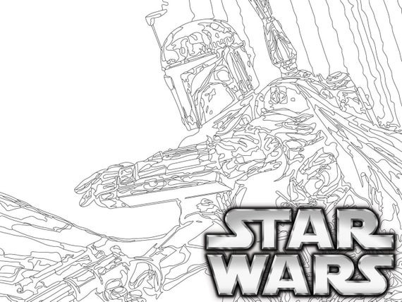 Star Wars Adult Coloring Pages
 Star Wars coloring page Boba Fett with gun Coloring pages