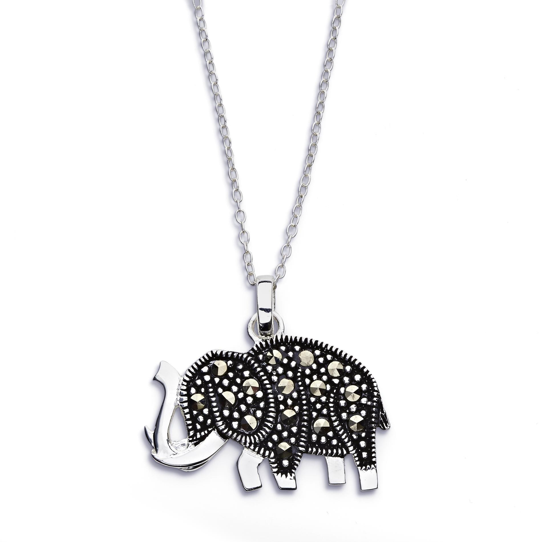 Sterling Silver Elephant Necklace
 Sterling Marcasite Sterling Silver Elephant Pendant