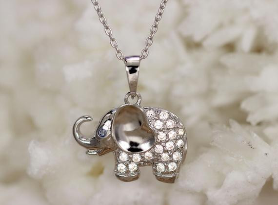 Sterling Silver Elephant Necklace
 Sterling Silver Elephant Necklace With Stones by