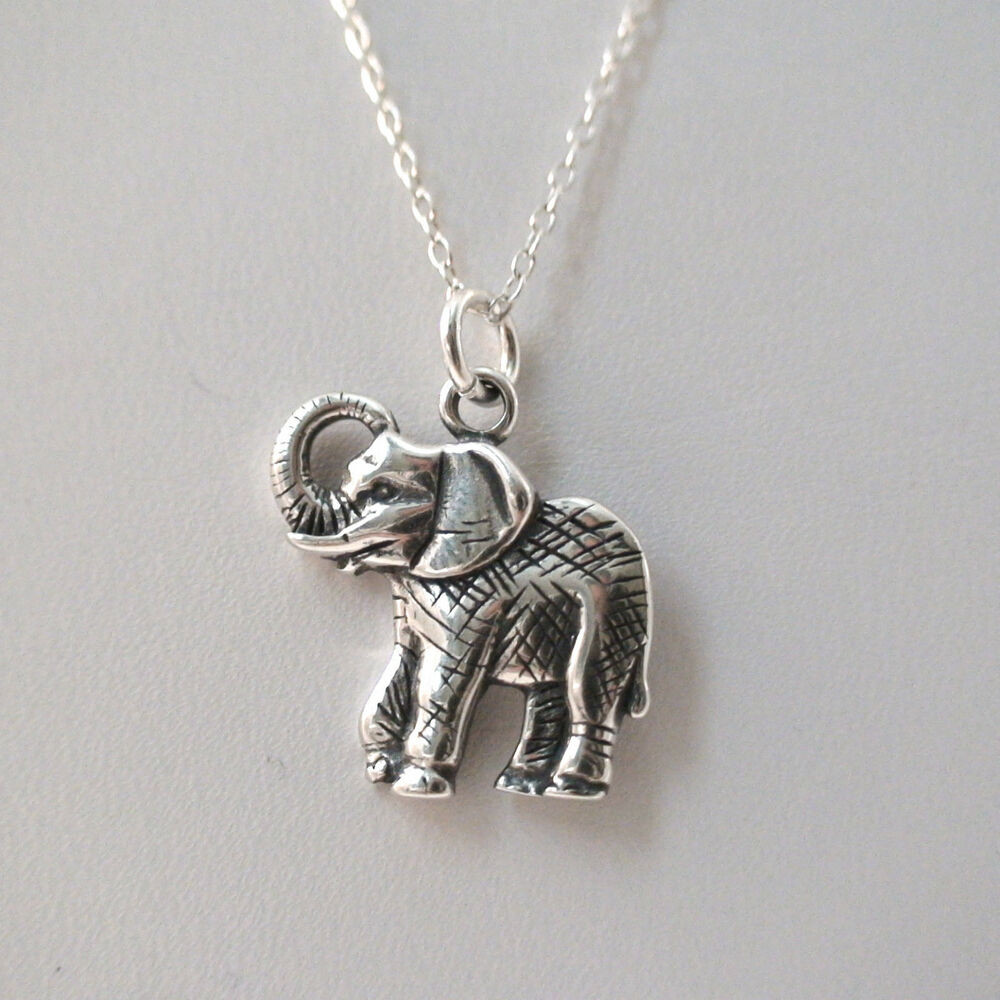 Sterling Silver Elephant Necklace
 Elephant Charm Necklace 925 Sterling Silver Elephant