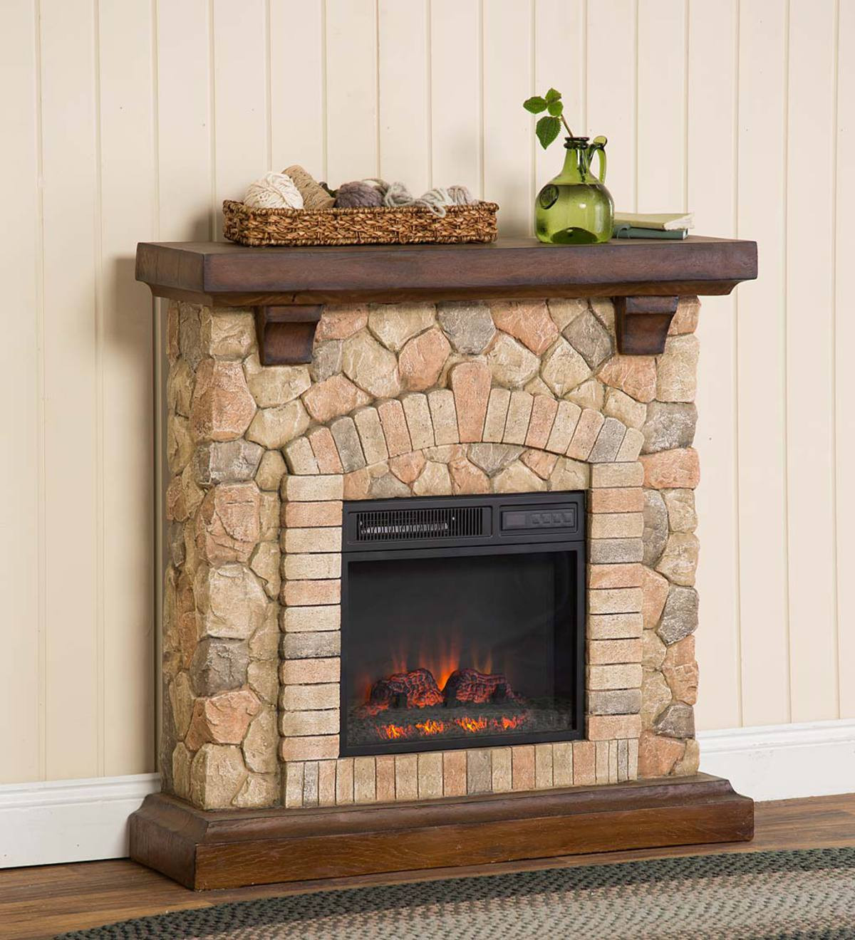 Stone Look Electric Fireplace
 Stacked Stone Electric Quartz Fireplace Heater Ventless