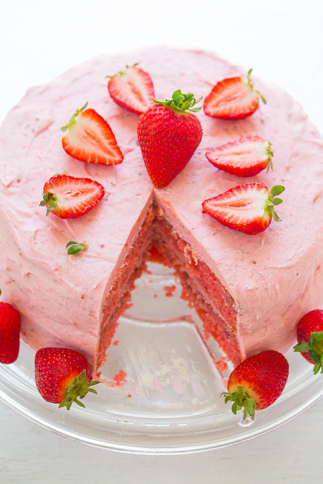 Strawberry Birthday Cakes
 Strawberry Layer Cake with Strawberry Frosting Averie Cooks