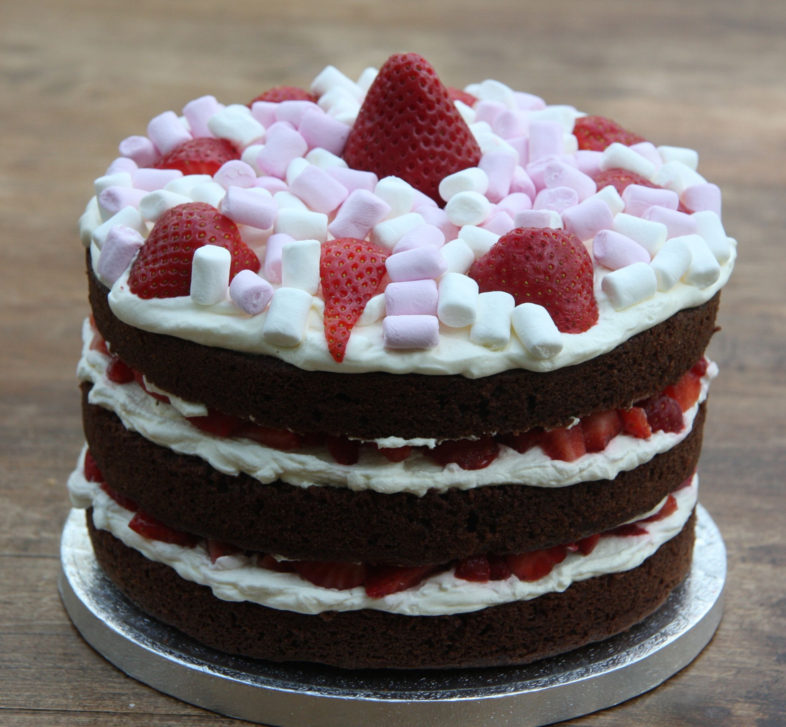 Strawberry Birthday Cakes
 Chocolate Birthday Cake with Strawberries and Cream and