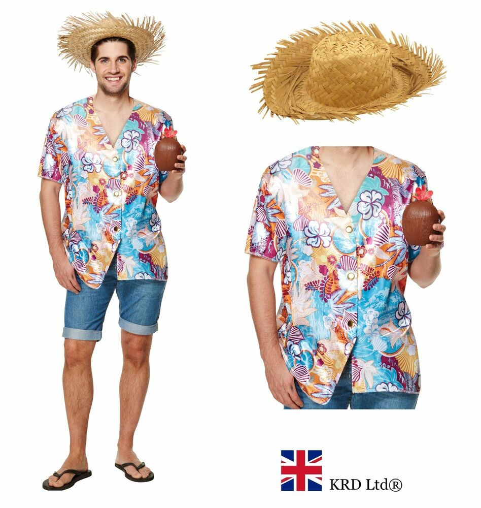 Summer Costume Party Ideas
 MENS HAWAIIAN FANCY DRESS COSTUME Party Guy Shirt Straw