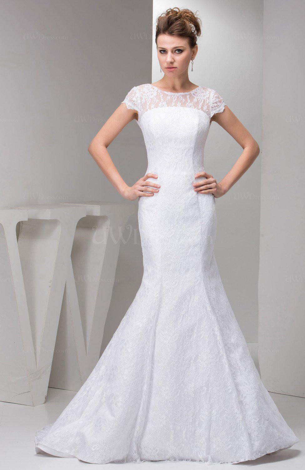 Summer Dress For Wedding
 with Sleeves Bridal Gowns Lace Simple Full Figure Summer