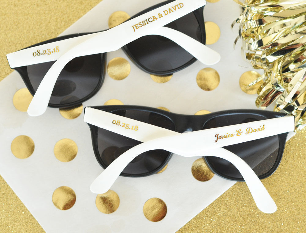 Sunglasses For Wedding Favors
 Personalized Sunglasses Black or Pink Metallic Gold