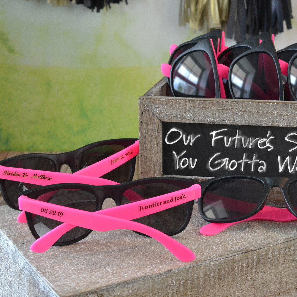 Sunglasses For Wedding Favors
 Personalized Pink & Black Frame Sunglasses Favors