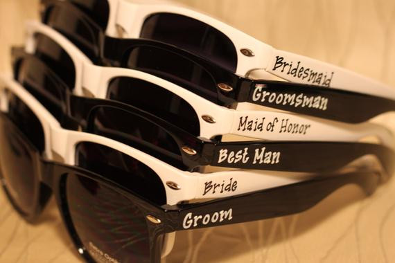 Sunglasses For Wedding Favors
 Set of Wedding favor personalized Black White bo sunglasses