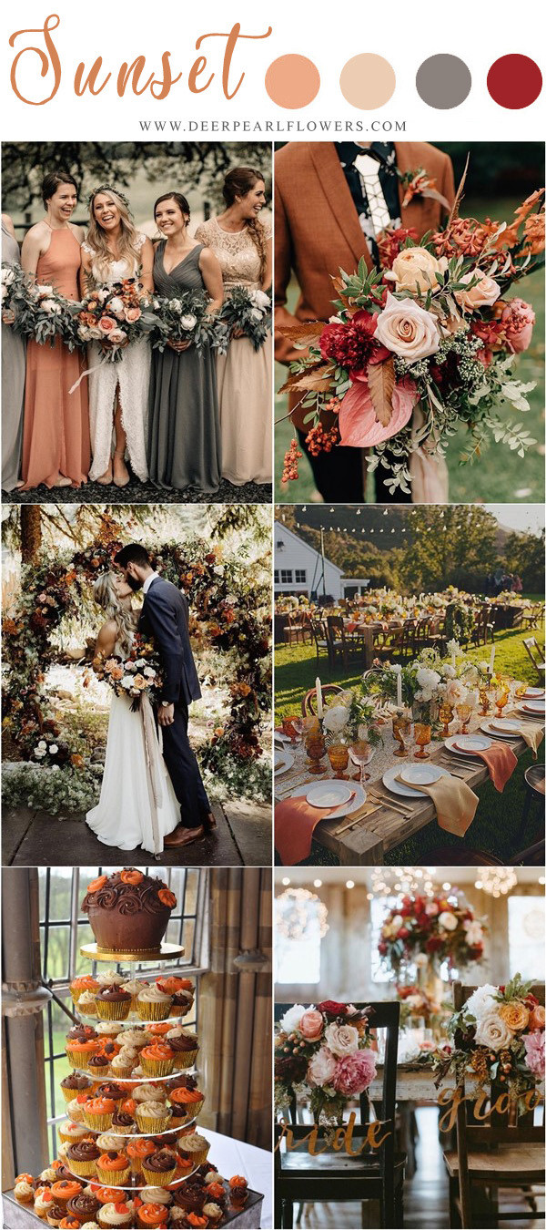 Sunset Wedding Colors
 20 Vintage Sunset Orange Wedding Color Ideas for 2020