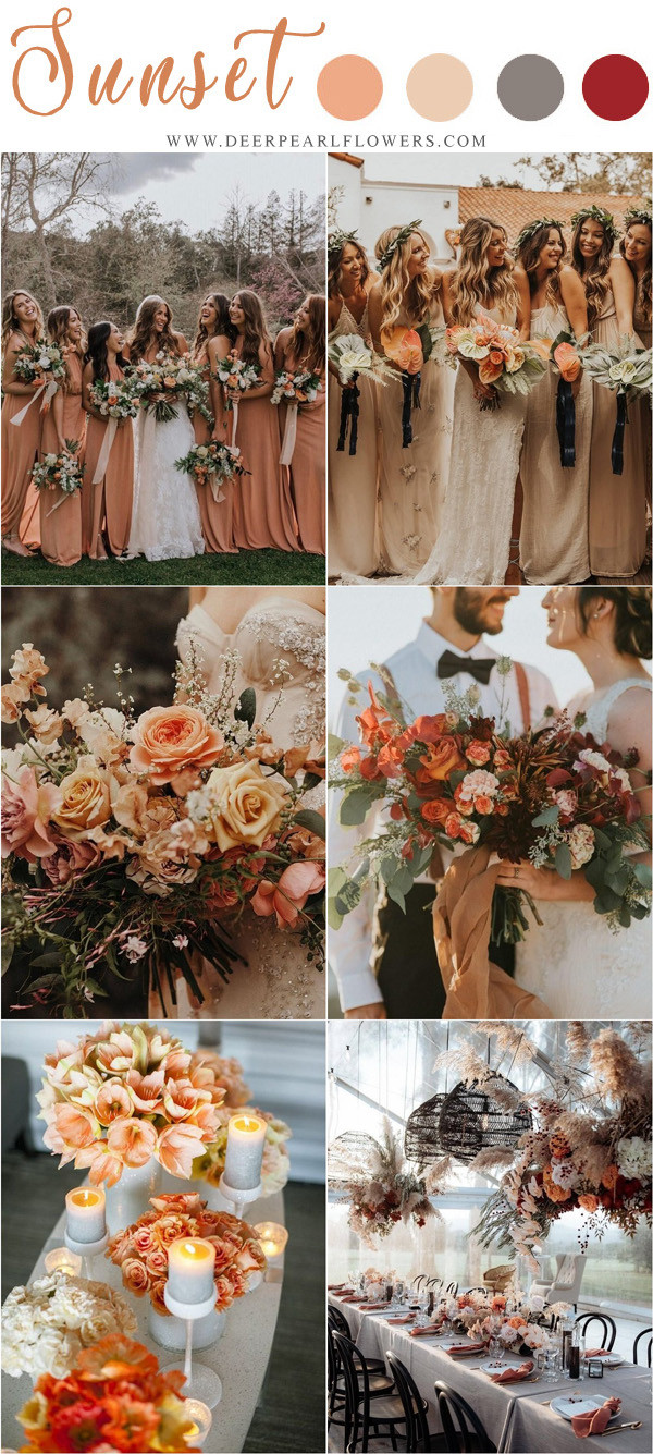 Sunset Wedding Colors
 20 Vintage Sunset Orange Wedding Color Ideas for 2019