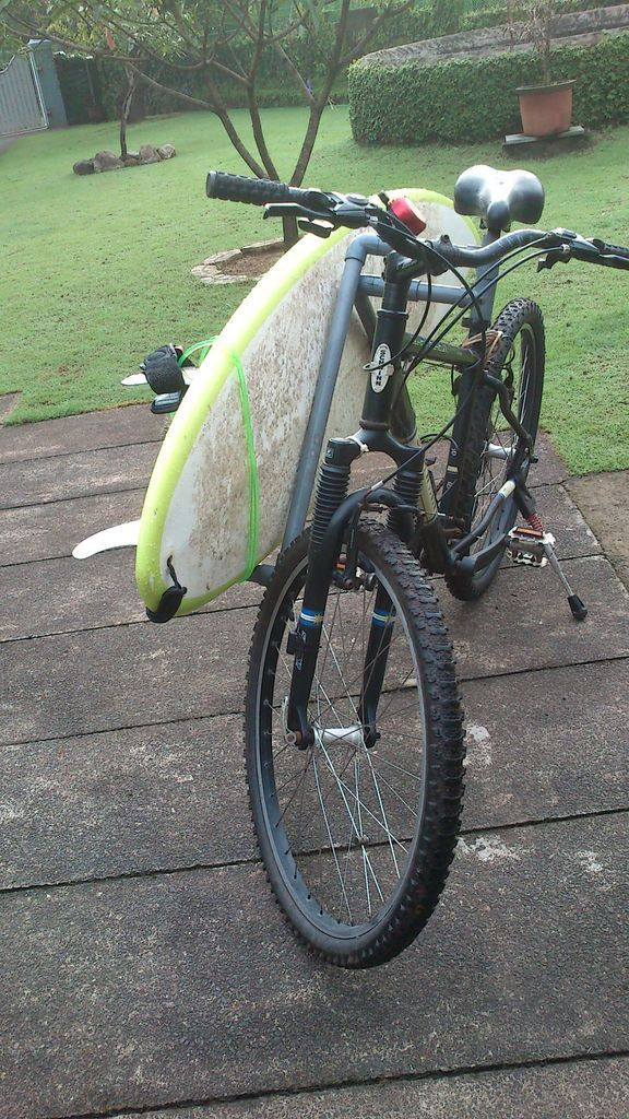 Surfboard Bike Rack DIY
 The Removable PVC Tubing Bike Surfrack