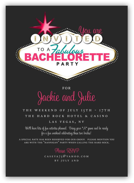 Surprise Bachelorette Party Ideas
 Fabulous Las Vegas Themed Party Invitation 4x6 or 5x7 Digital File great for themed