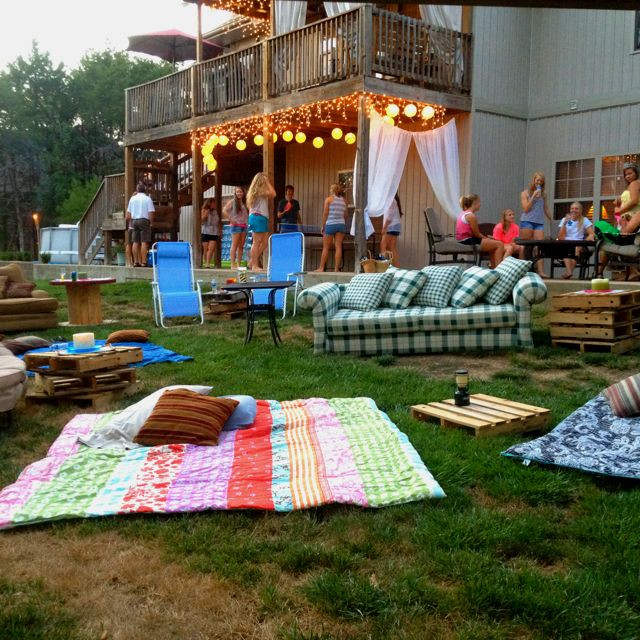 Sweet 16 Backyard Party Ideas
 Outdoor movie night 16th birthday party Swimming movie