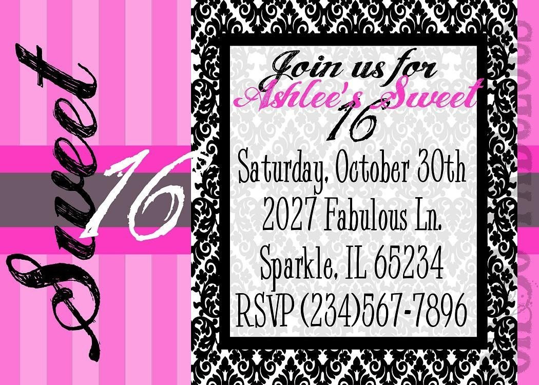 Sweet 16 Birthday Party Invitations
 RESERVED for hisaacs06 SWEET 16 Birthday Party Invitation