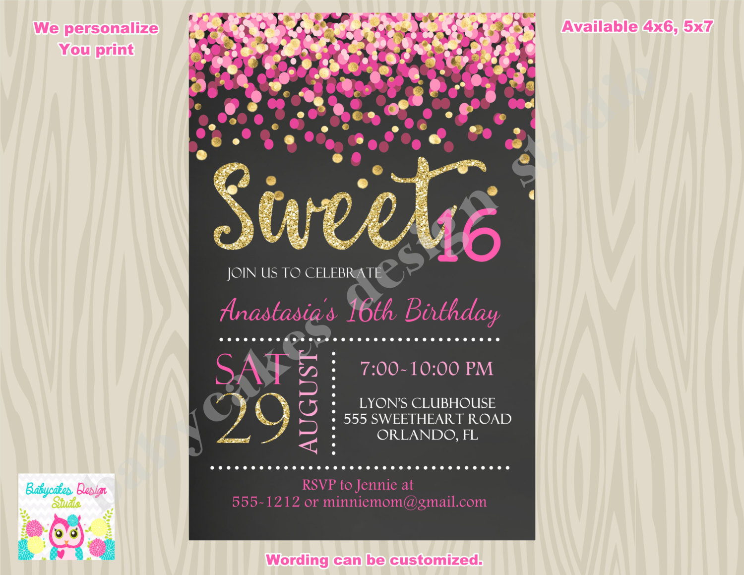 Sweet 16 Birthday Party Invitations
 Sweet 16 Invitation pink and gold sweet 16 birthday invitation
