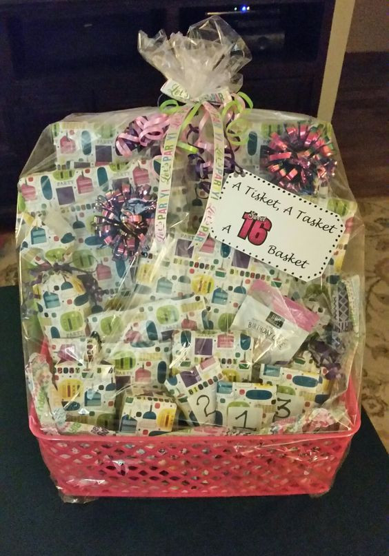 Sweet 16 Gift Ideas For Best Friend
 A Tisket A Tasket A Sweet 16 Basket Filled with 16