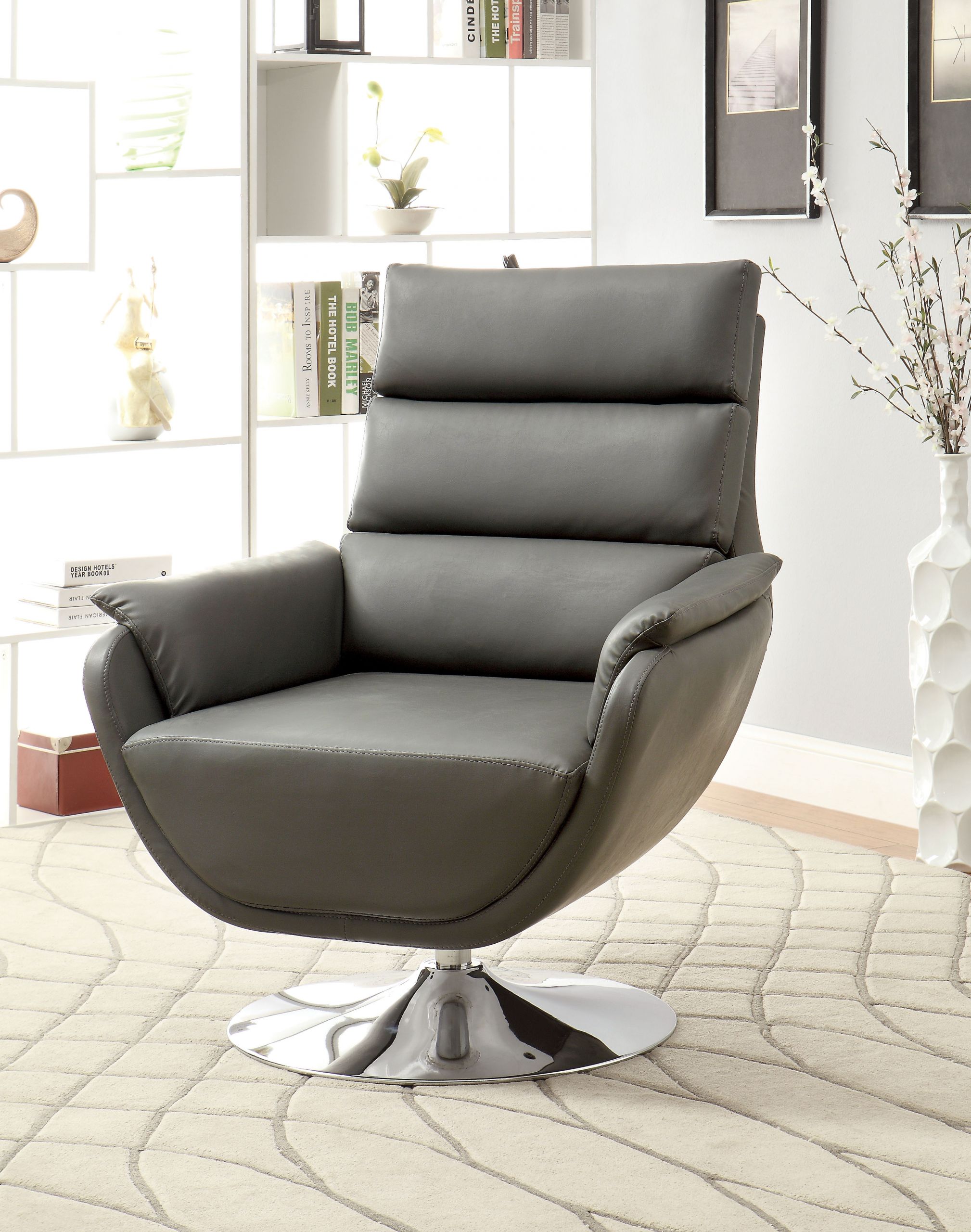 Swivel Living Room Chair
 Furniture of America Contemporary Nina Swivel Accent Chair