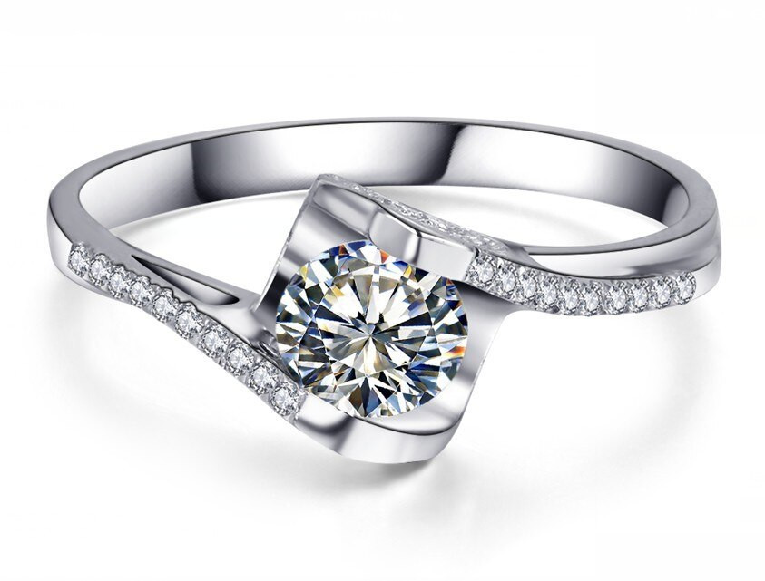 Synthetic Diamond Rings
 beautiful Angel s kiss 0 6CT Synthetic Diamonds Engagement