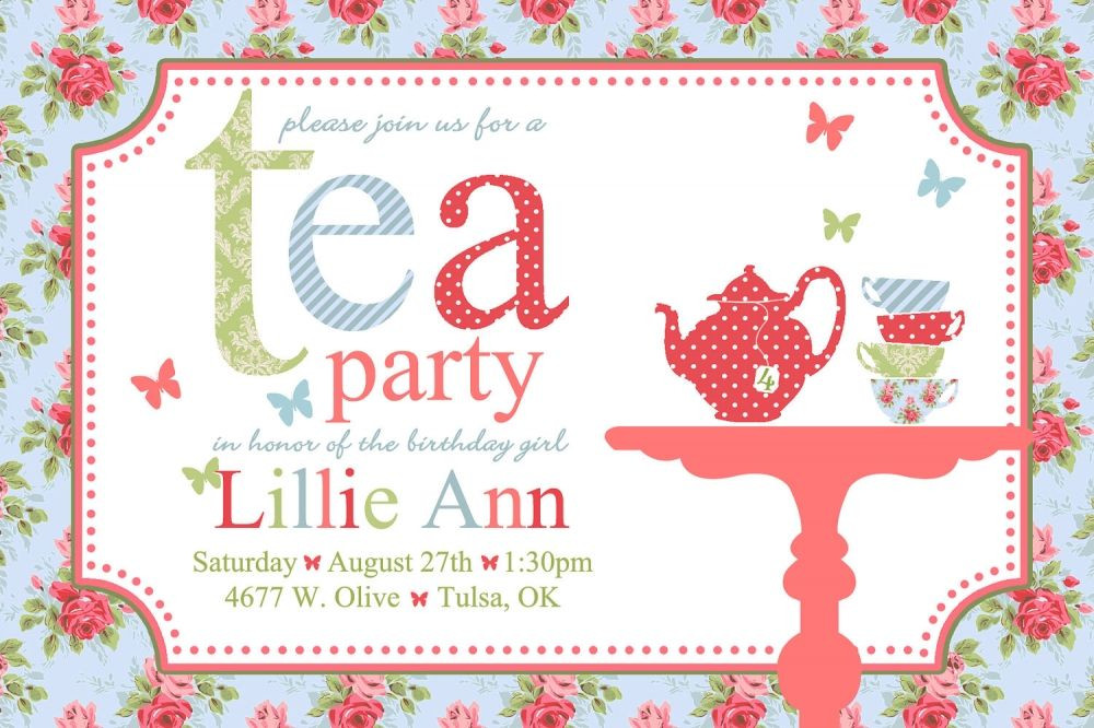 Tea Party Invitation Wording Ideas
 Free Tea Party Invitations For Little Girls