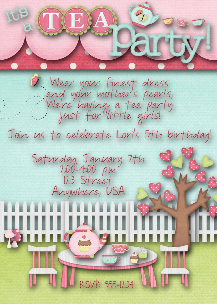 Tea Party Invitation Wording Ideas
 143 best images about LITTLE GIRLS TEA PARTY on Pinterest