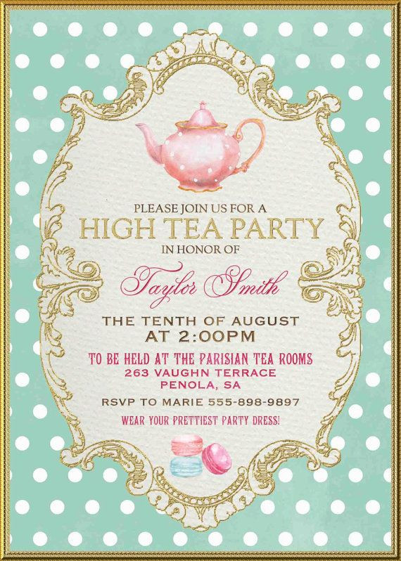 Tea Party Invitation Wording Ideas
 Tea Party Invitation High Tea Bridal Shower Tea Digital