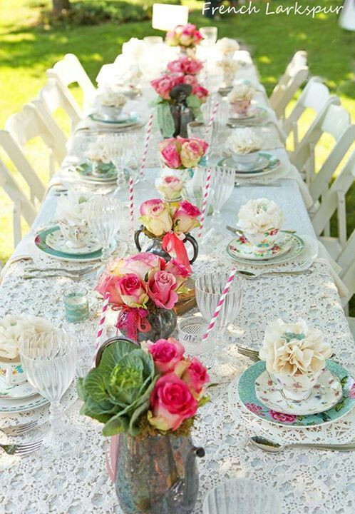 Tea Party Table Settings Ideas
 French Larkspur
