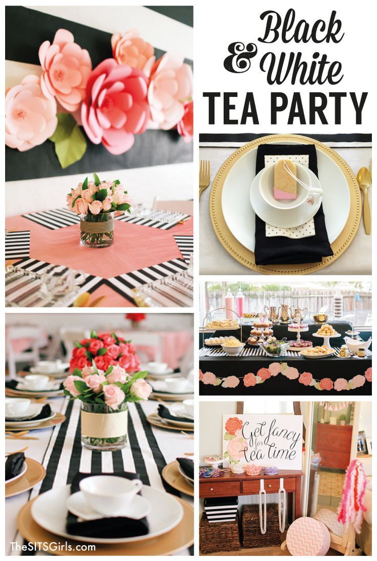 Tea Party Themed Birthday Party Ideas
 Traditional afternoon tea meets little girl birthday party in this Black & White Tea Party