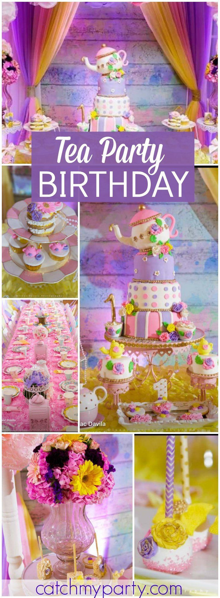 Tea Party Themed Birthday Party Ideas
 What a sweet pastel tea party birthday party See more party ideas at CatchMyParty