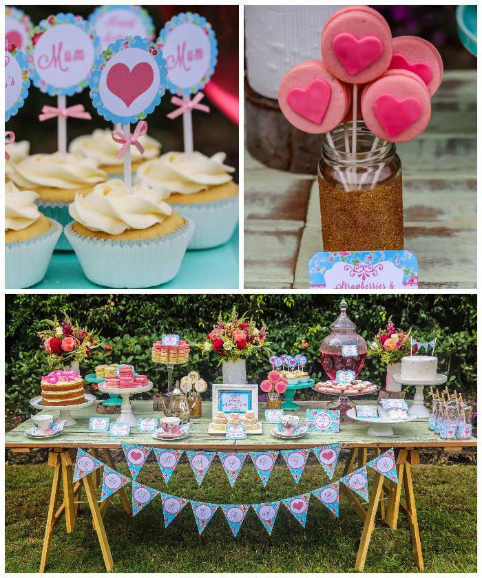 Tea Party Themed Birthday Party Ideas
 Kara s Party Ideas Mother s Day Afternoon Tea Party Dessert Table