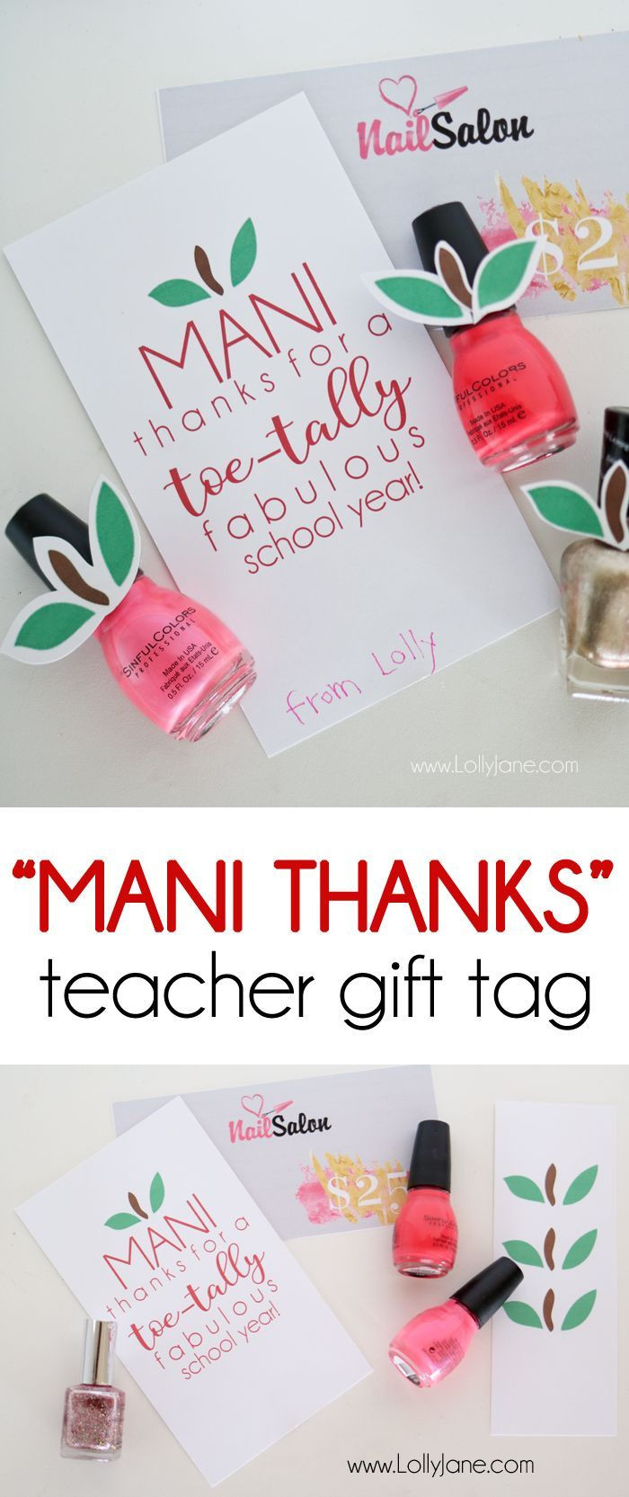 Teacher Birthday Gifts
 Teacher Appreciation Mani Thanks t tag