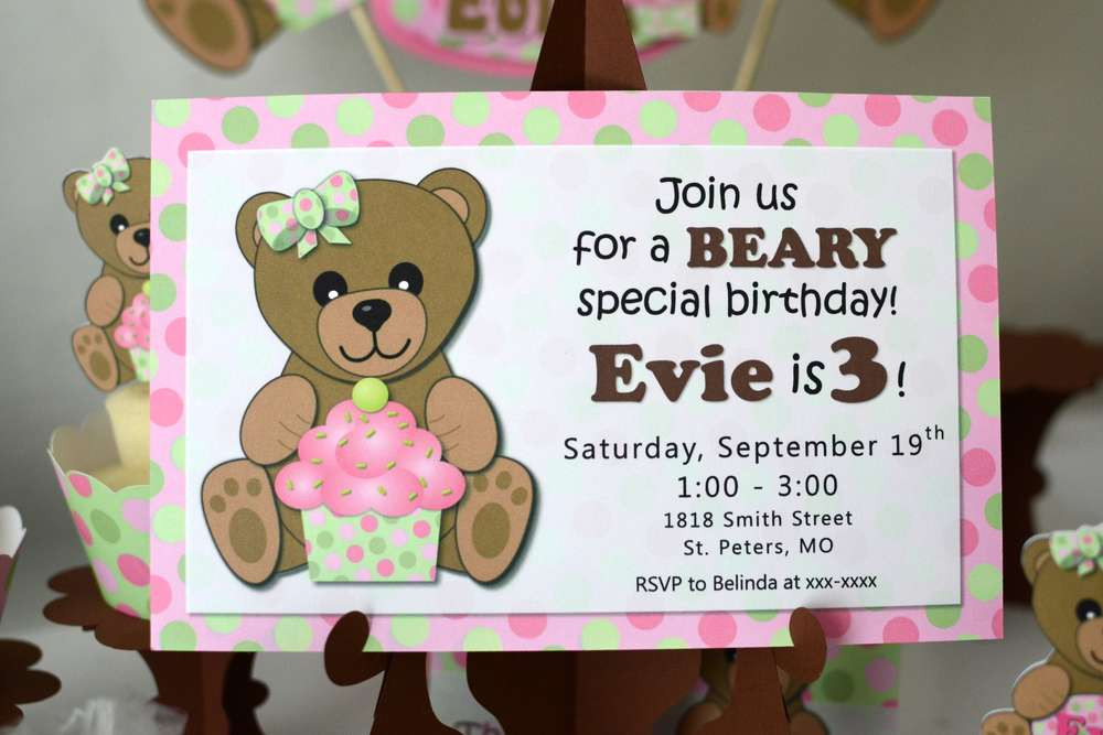 Teddy Bear Birthday Invitations
 Girl Teddy Bear Birthday Party Ideas